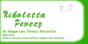 nikoletta pevecz business card